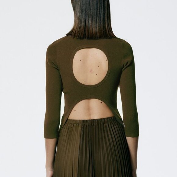 Tibi Giselle Stretch Sweater Circle Openback Pullover - Picture 7 of 8